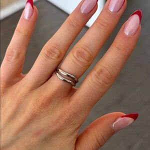Sterling silver double band ring s925 adjustable